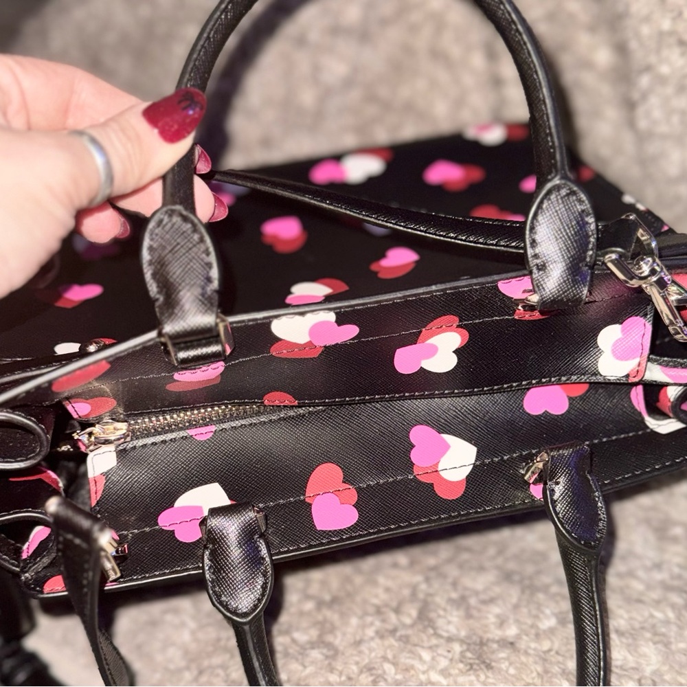 Kate Spade Staci Flutter Hearts Satchel (Black Multi) - w/ Storyline Card Holder - Picture 7 of 15